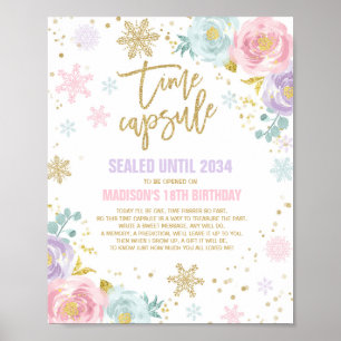Winter ONEderland Time Capsule Pink And Gold Poster