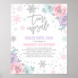 Winter ONEderland Time Capsule Pink And Silver Poster
