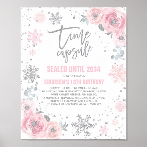 Winter ONEderland Time Capsule Pink And Silver Poster