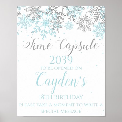 Winter ONEderland Time Capsule Sign Blue Silver