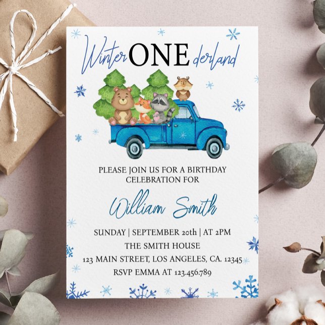Winter Onederland Truck Birthday Invitation (Creator Uploaded)