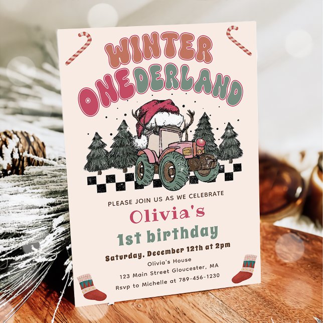 Winter ONEderland Truck Christmas 1st Birthday Invitation (Creator Uploaded)