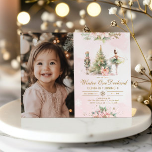 Winter Onederland Whimsical 1st birthday photo Invitation