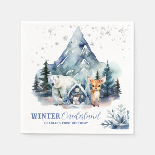 Winter Onederland Whimsical Woodland 1st Birthday Napkins