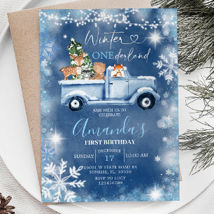 Winter Onederland White Snowflake Birthday Invitation