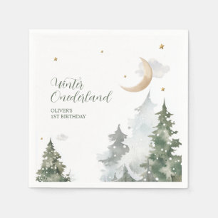 Winter Onederland Wild Forest First Birthday Party Napkins