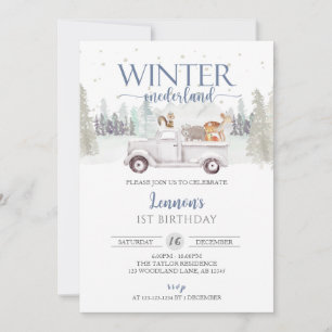 Winter ONEderland, Winter Boy's First Birthday Invitation