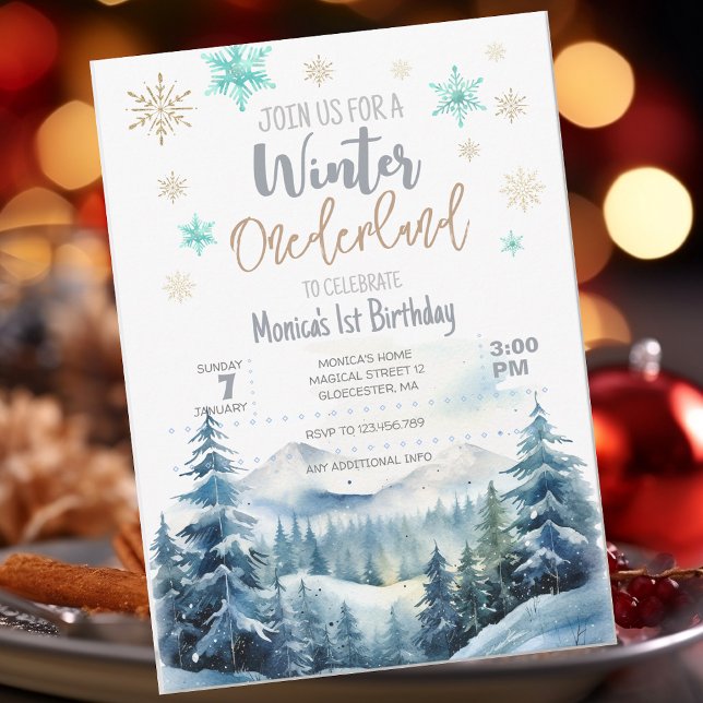 Winter onederland wonderful birthday invitation (Creator Uploaded)