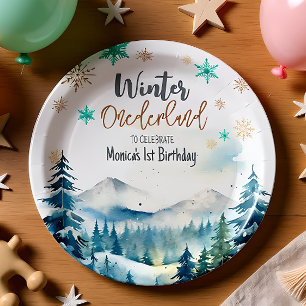Winter onederland wonderful birthday paper plates