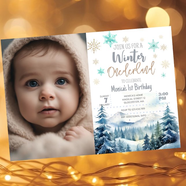 Winter onederland wonderful photo birthday invitation (Creator Uploaded)