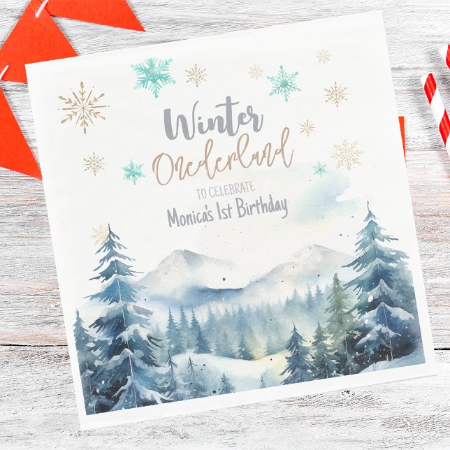 Winter onederland wonderful snow birthday napkins (Creator Uploaded)
