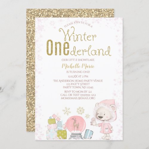 Winter Onederland Woodland 1st Birthday Invitation