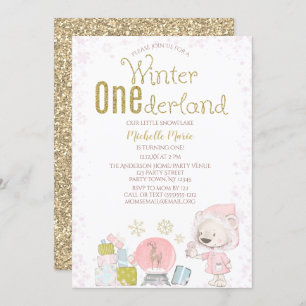 Winter Onederland Woodland 1st Birthday Invitation