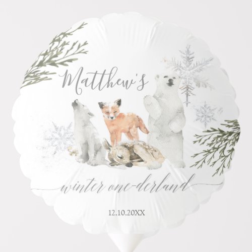 Winter Onederland Woodland Animal Birthday Balloon