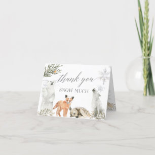 Winter Onederland Woodland Animal Birthday Folded Letterpress Thank You Card