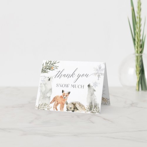 Winter Onederland Woodland Animal Birthday Folded Thank You Card