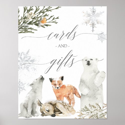 Winter Onederland Woodland Animal Cards and Gifts Poster