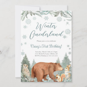 Winter Onederland Woodland Animal Party Invitation