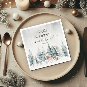 Winter ONEderland Woodland Animals 1st Birthday Napkins