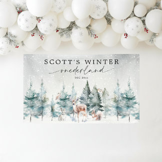 Winter ONEderland Woodland Forest 1st Birthday Banner