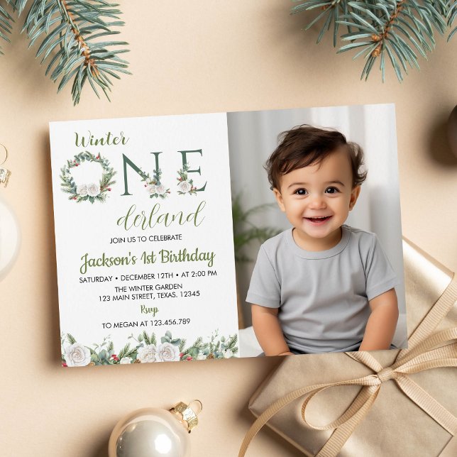 Winter Onederland Xmas Birthday Photo Invitation (Creator Uploaded)