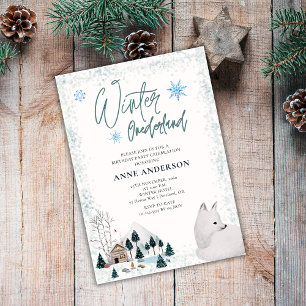 Winter Onederlant 1st First Birthday Animals Invitation