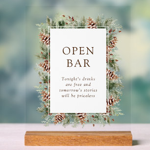 Winter Open Bar Acrylic Sign