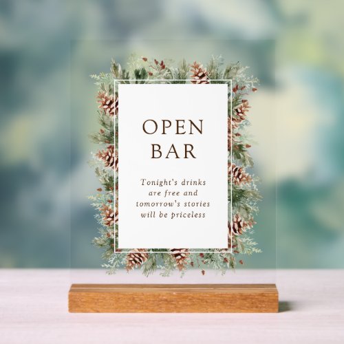 Winter Open Bar Acrylic Sign