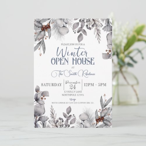 Winter Open House Party Holiday Dinner Invitation