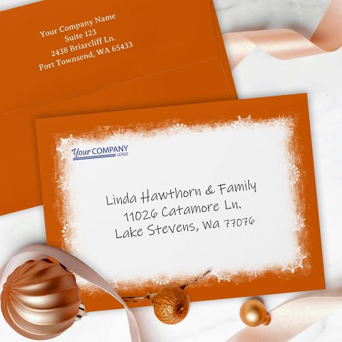 Winter Orange Company Logo Pre_addressed Christmas Envelope