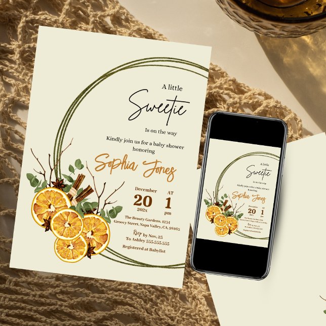 Winter orange slices dried citrus baby shower invitation (Creator Uploaded)