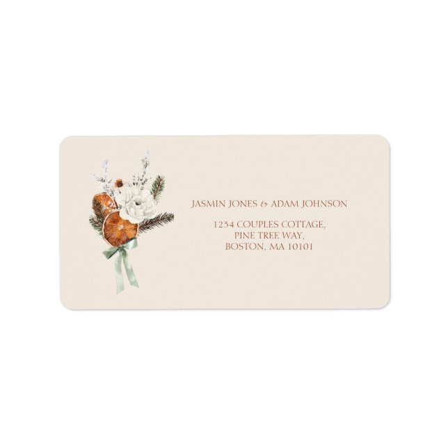 Winter Orange Slices Dried Citrus Cinnamon Wedding Label (Front)