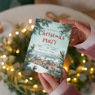 Winter Outdoor  Scenery Christmas Party Invitation