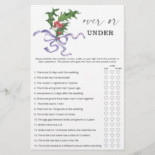 Winter over or under bridal shower game