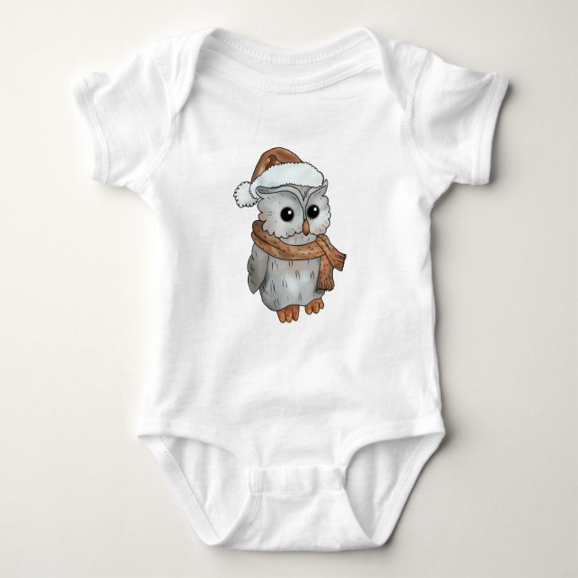 winter owl baby bodysuit (Front)