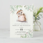 Winter Owl Baby Shower Invitation (Standing Front)