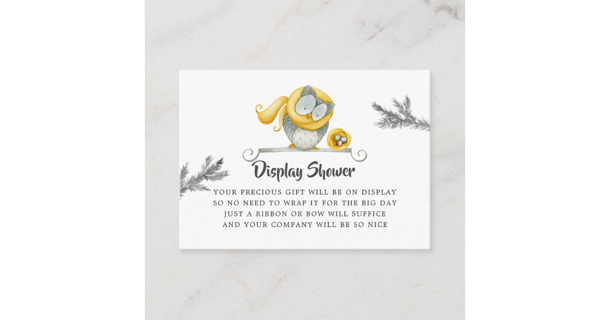 Winter Owl Christmas Baby Shower Display Shower Enclosure Card