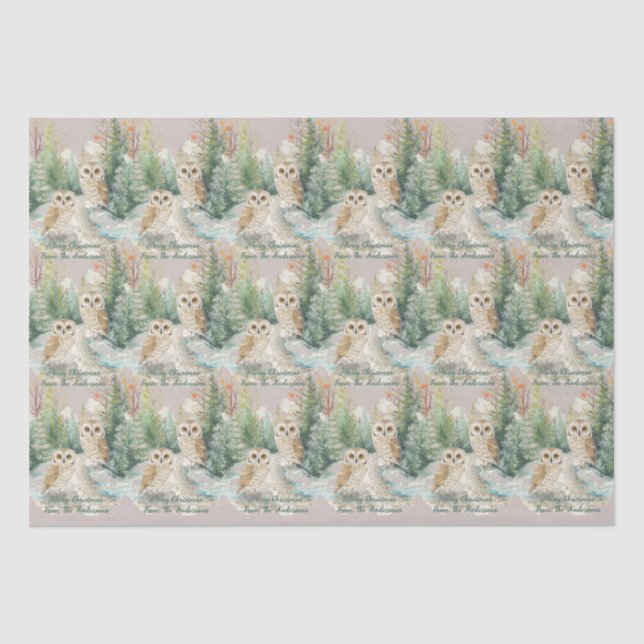 Winter Owl Christmas– Woodland Tissue Paper (Front)