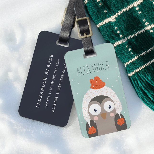 Winter Owl Personalized Bag Tag | Mint (Creator Uploaded)