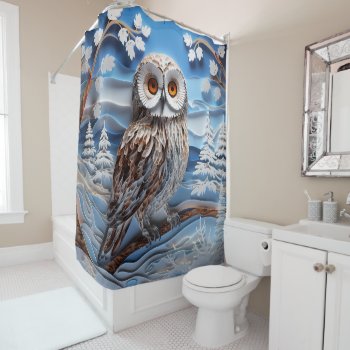 Winter Owl Shower Curtain by PhotoArtByDarla at Zazzle