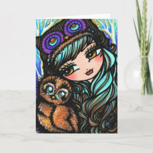Winter Owl Snow Forest Christmas Card