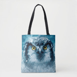 winter owl tote bag
