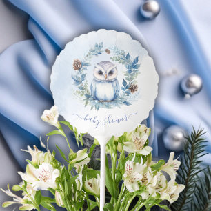 Winter Owl Watercolor Baby Shower Balloon