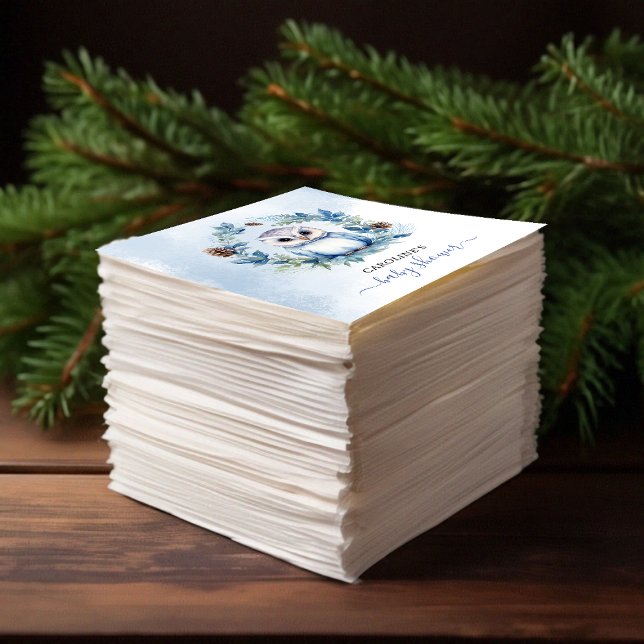 Winter Owl Watercolor Baby Shower Napkins (Winter Owl Watercolor Baby Shower Napkins)