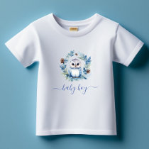Winter Owl Watercolor Boy Baby T-Shirt