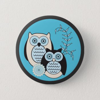 Winter Owls Button by StriveDesigns at Zazzle