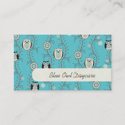 Customizable Winter Owls Daycare Business Cards