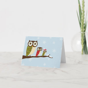 winter owls greeting holiday card
