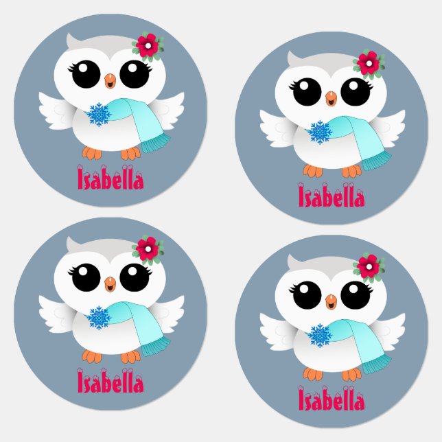 Winter Owls Kids' Labels (Group)