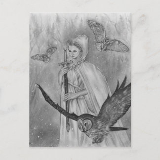 Winter owls Lady Postcard Card